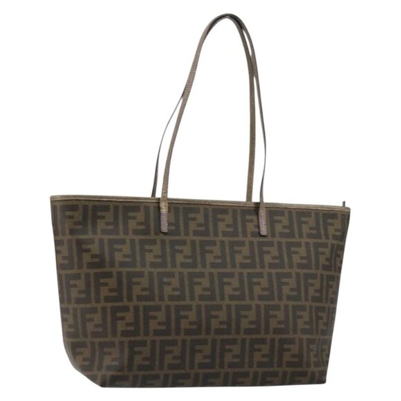 FENDI Zucca Canvas Tote Bag PVC Black Brown Auth ep11387 - Picture 2 of 16